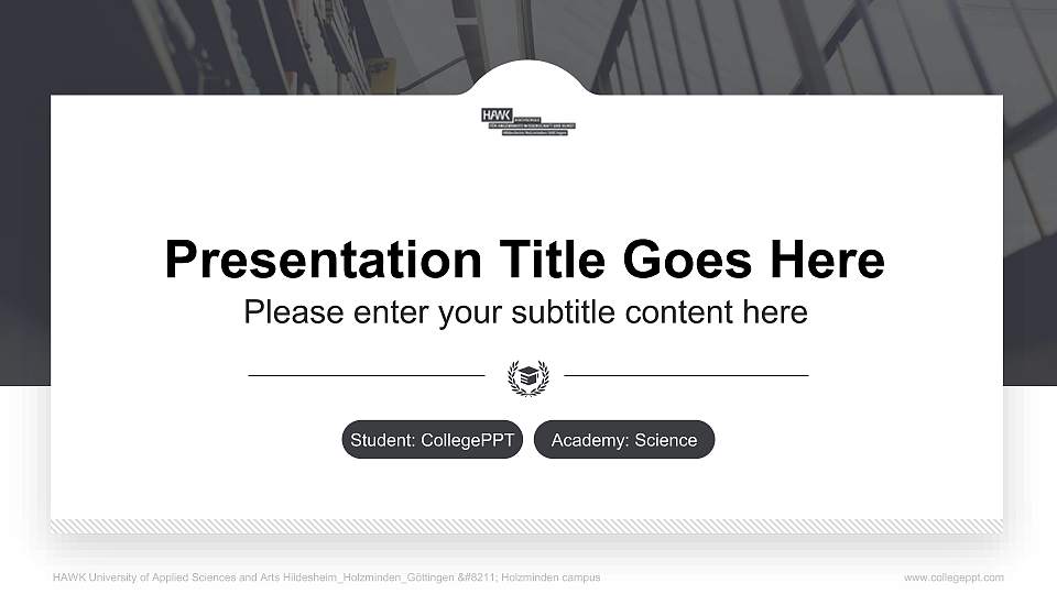 HAWK University of Applied Sciences and Arts Hildesheim_Holzminden_Göttingen – Holzminden campus National Scholarship Defense PPT Template16:9 ratio PPT effect preview image