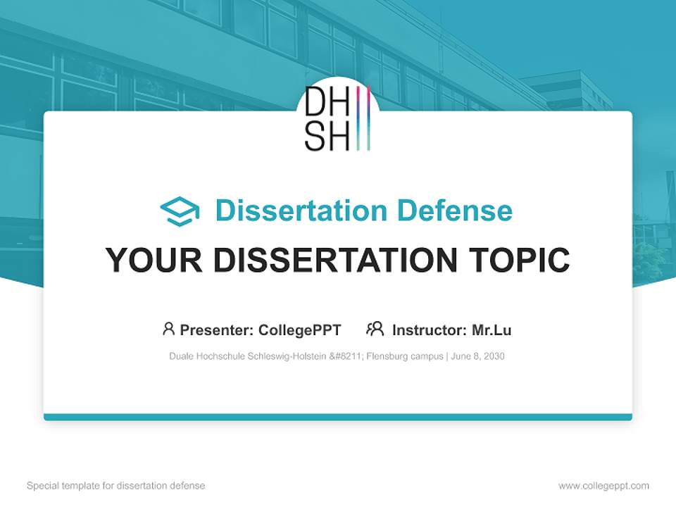 Duale Hochschule Schleswig-Holstein – Flensburg campus Graduation Thesis Defense PPT Template4:3 ratio PPT effect preview image7