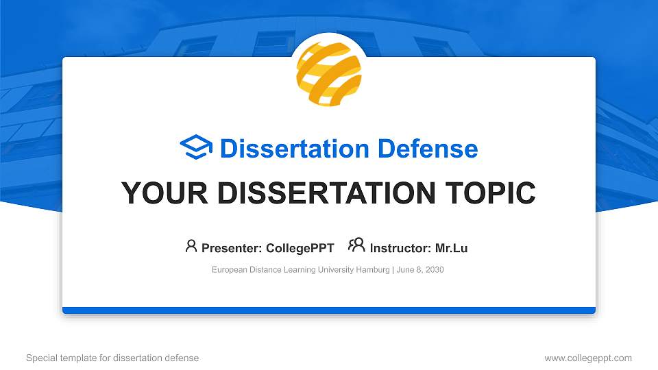 European Distance Learning University Hamburg Graduation Thesis Defense PPT Template16:9 ratio PPT effect preview image