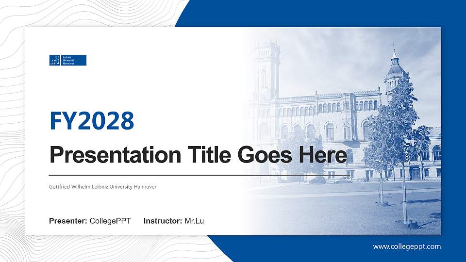 Gottfried Wilhelm Leibniz University Hannover Academic Presentation/Research Findings Report PPT Template16:9 ratio PPT effect preview image