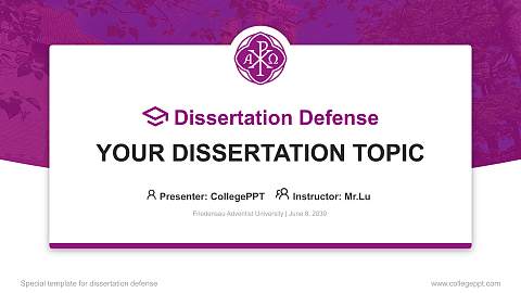 Friedensau Adventist University Graduation Thesis Defense PPT Template