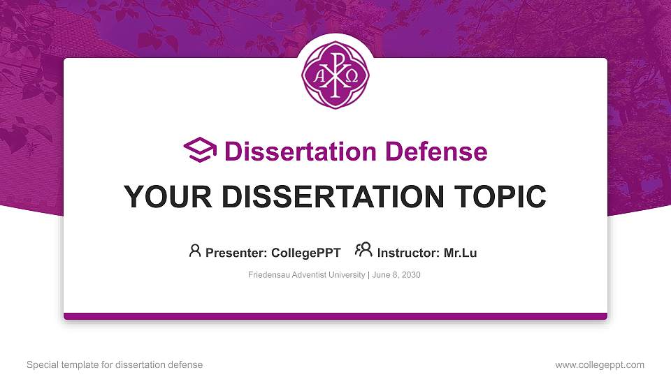 Friedensau Adventist University Graduation Thesis Defense PPT Template16:9 ratio PPT effect preview image