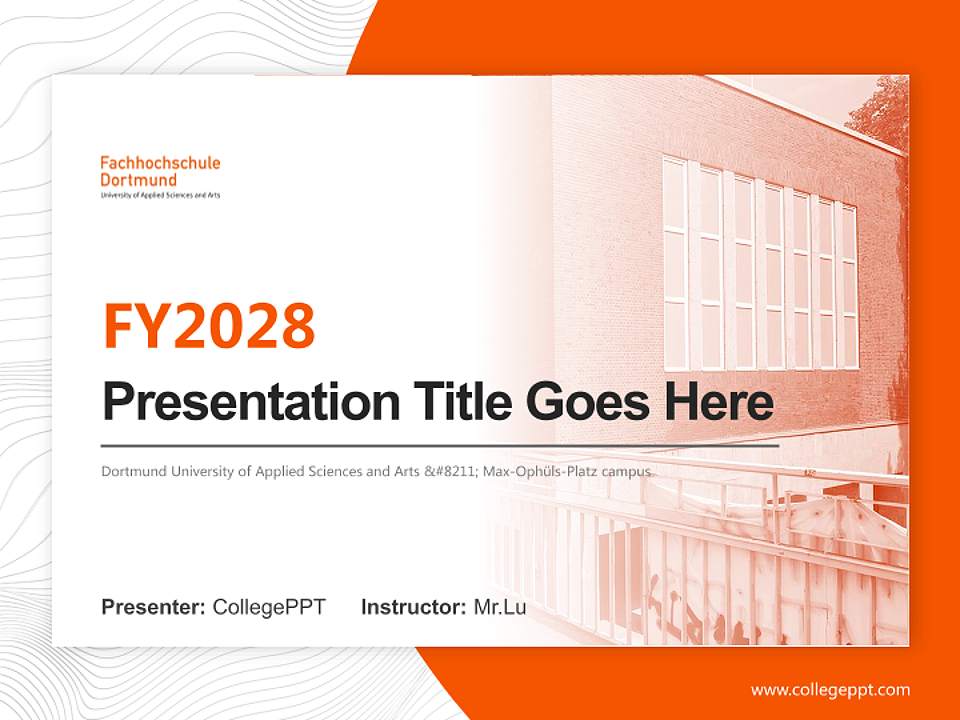 Dortmund University of Applied Sciences and Arts – Max-Ophüls-Platz campus Academic Presentation/Research Findings Report PPT Template4:3 ratio PPT effect preview image5