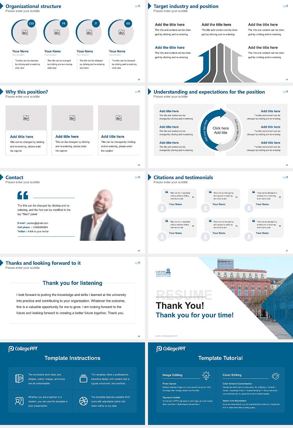 Goethe University Frankfurt – Bockenheim campus Resume PPT Template16:9 ratio PPT effect preview image4