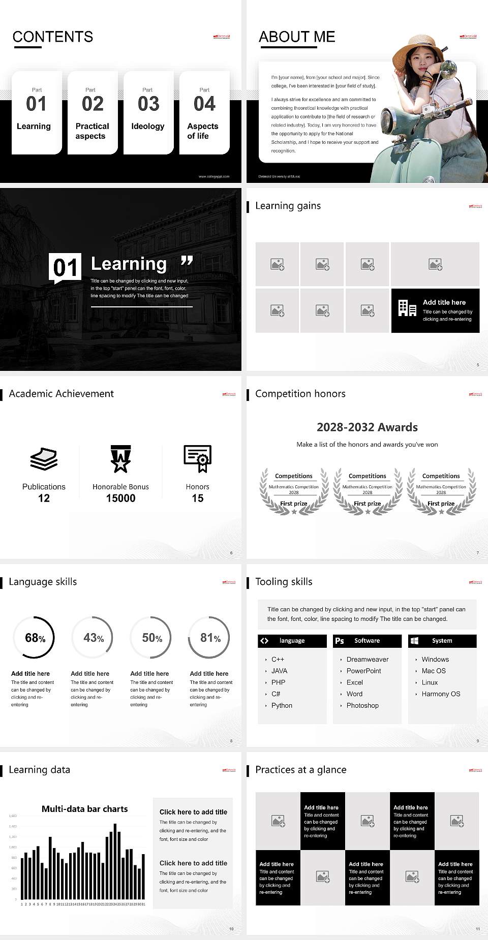 Detmold University of Music National Scholarship Defense PPT Template4:3 ratio PPT effect preview image2