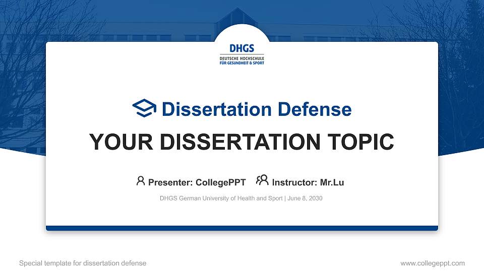 DHGS German University of Health and Sport Graduation Thesis Defense PPT Template16:9 ratio PPT effect preview image