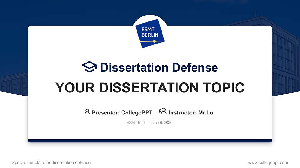 ESMT Berlin Graduation Thesis Defense PPT Template16:9 ratio PPT effect preview image