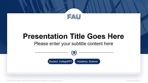Friedrich Alexander University Erlangen-Nuremberg – Nuremberg campus National Scholarship Defense PPT Template