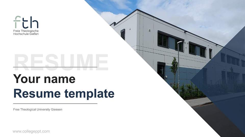 Free Theological University Giessen Resume PPT Template16:9 ratio PPT effect preview image