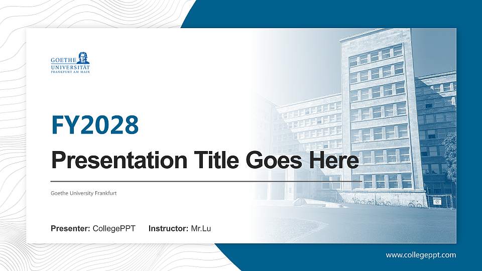 Goethe University Frankfurt Academic Presentation/Research Findings Report PPT Template16:9 ratio PPT effect preview image