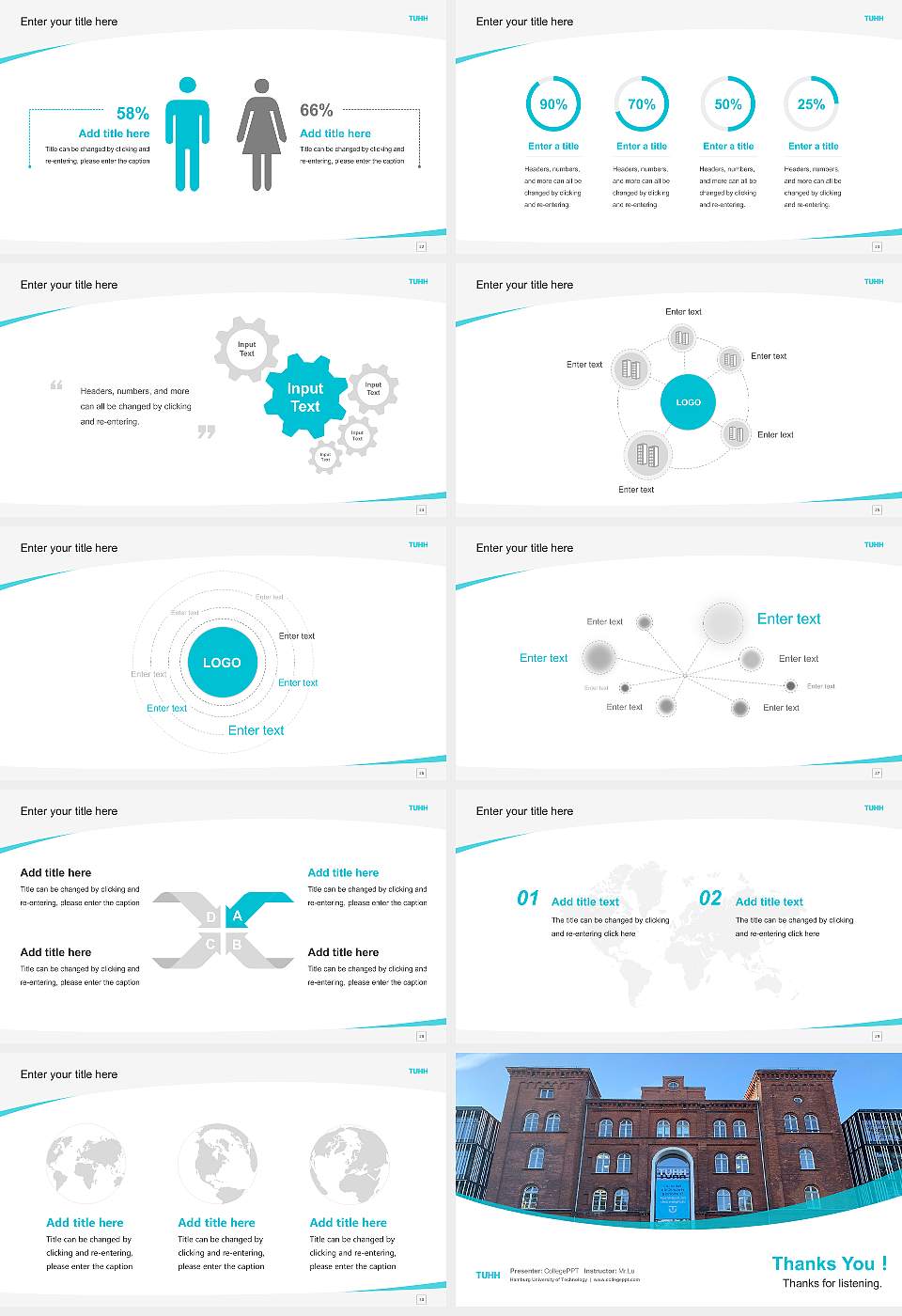 Hamburg University of Technology Course/Courseware Creation PPT Template16:9 ratio PPT effect preview image4