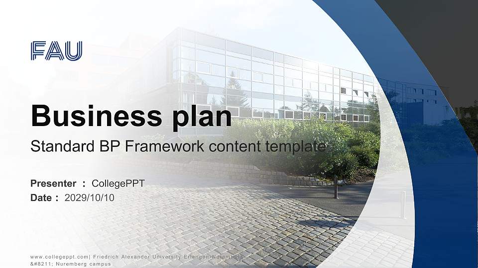 Friedrich Alexander University Erlangen-Nuremberg – Nuremberg campus Competition/Entrepreneurship Contest PPT Template16:9 ratio PPT effect preview image