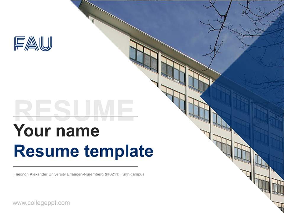 Friedrich Alexander University Erlangen-Nuremberg – Fürth campus Resume PPT Template4:3 ratio PPT effect preview image5