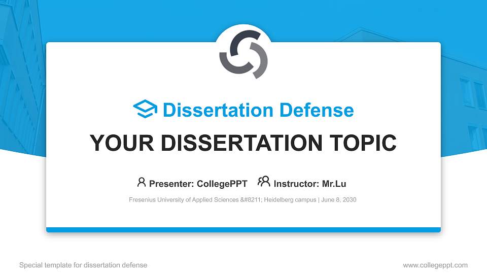 Fresenius University of Applied Sciences – Heidelberg campus Graduation Thesis Defense PPT Template16:9 ratio PPT effect preview image1