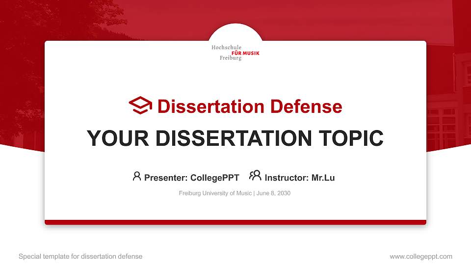 Freiburg University of Music Graduation Thesis Defense PPT Template16:9 ratio PPT effect preview image