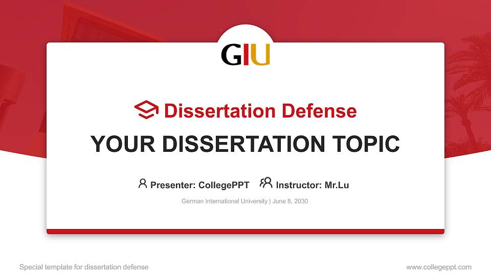 German International University Graduation Thesis Defense PPT Template16:9 ratio PPT effect preview image