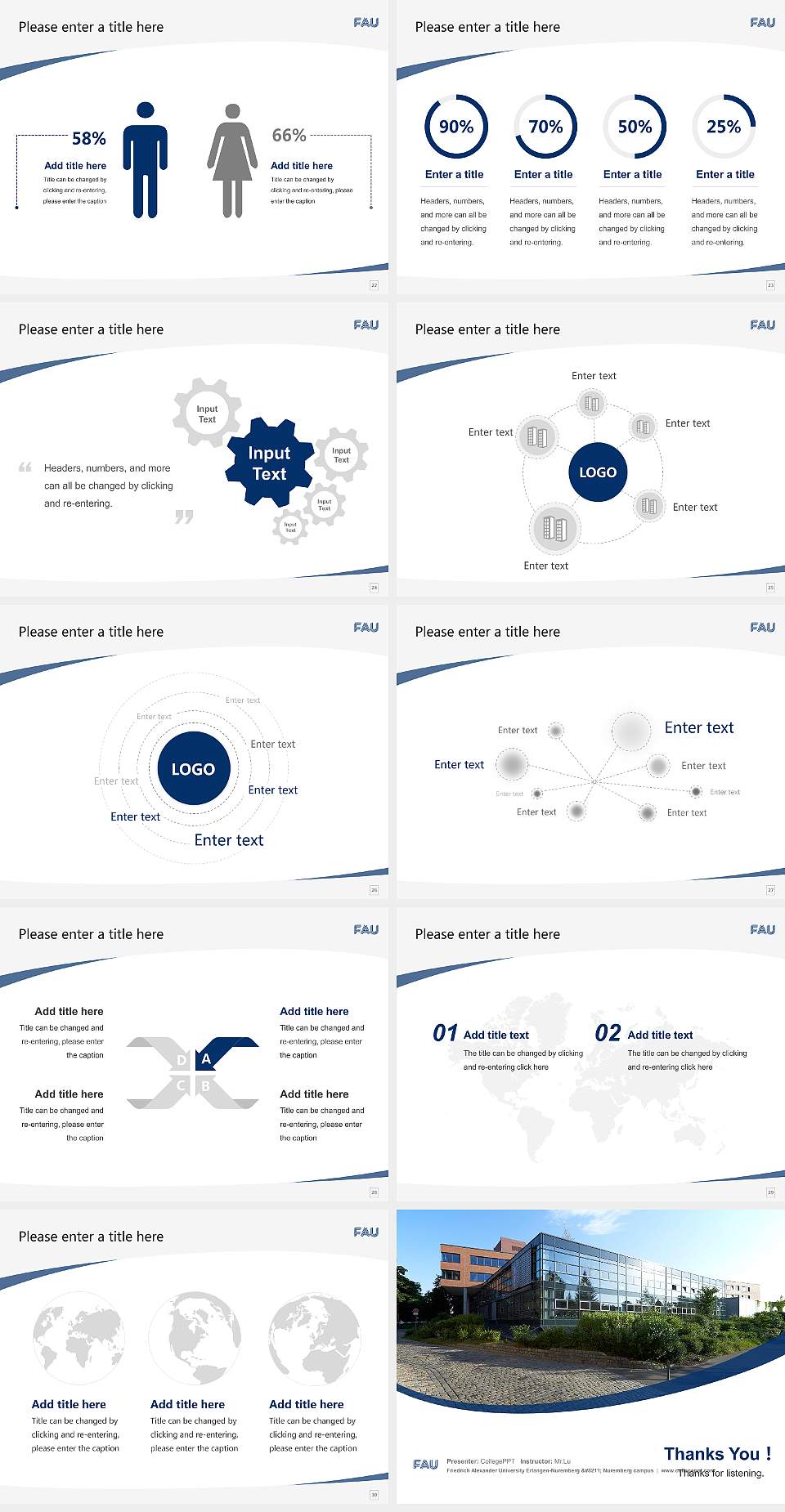 Friedrich Alexander University Erlangen-Nuremberg – Nuremberg campus Course/Courseware Creation PPT Template4:3 ratio PPT effect preview image4
