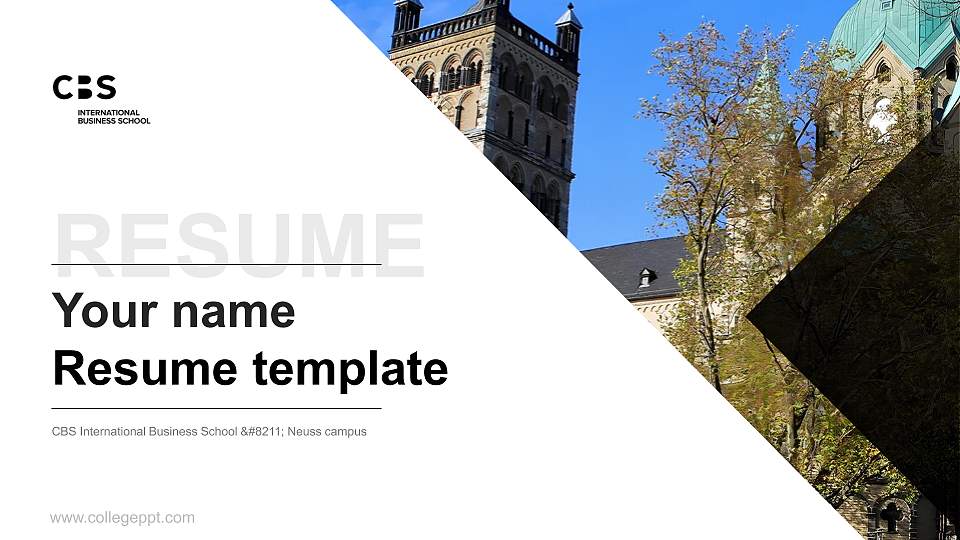 CBS International Business School – Neuss campus Resume PPT Template16:9 ratio PPT effect preview image