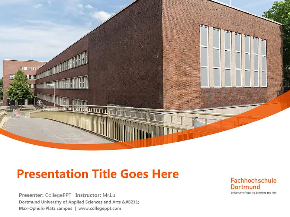 Dortmund University of Applied Sciences and Arts – Max-Ophüls-Platz campus Course/Courseware Creation PPT Template4:3 ratio PPT effect preview image5