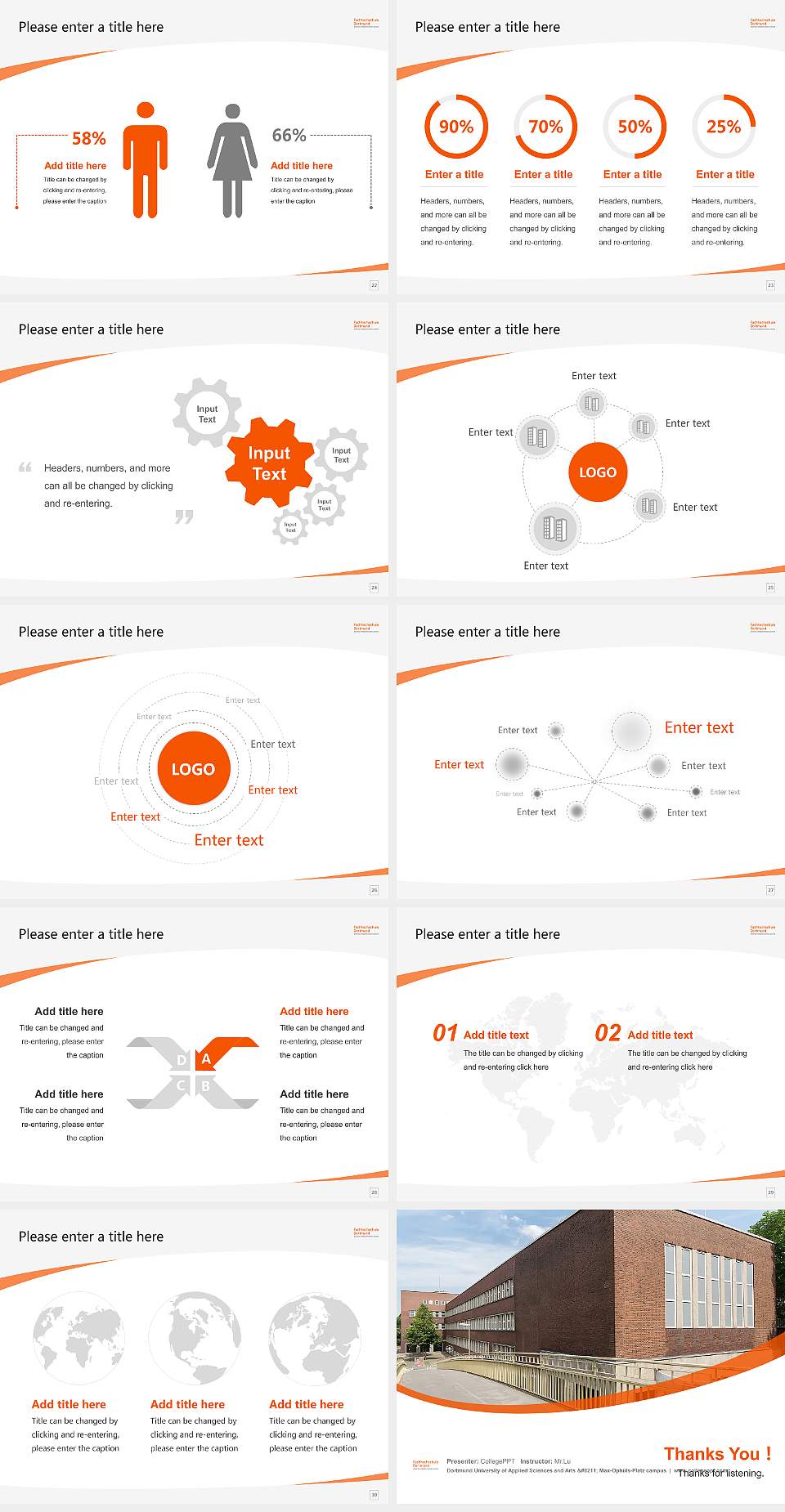 Dortmund University of Applied Sciences and Arts – Max-Ophüls-Platz campus Course/Courseware Creation PPT Template4:3 ratio PPT effect preview image4