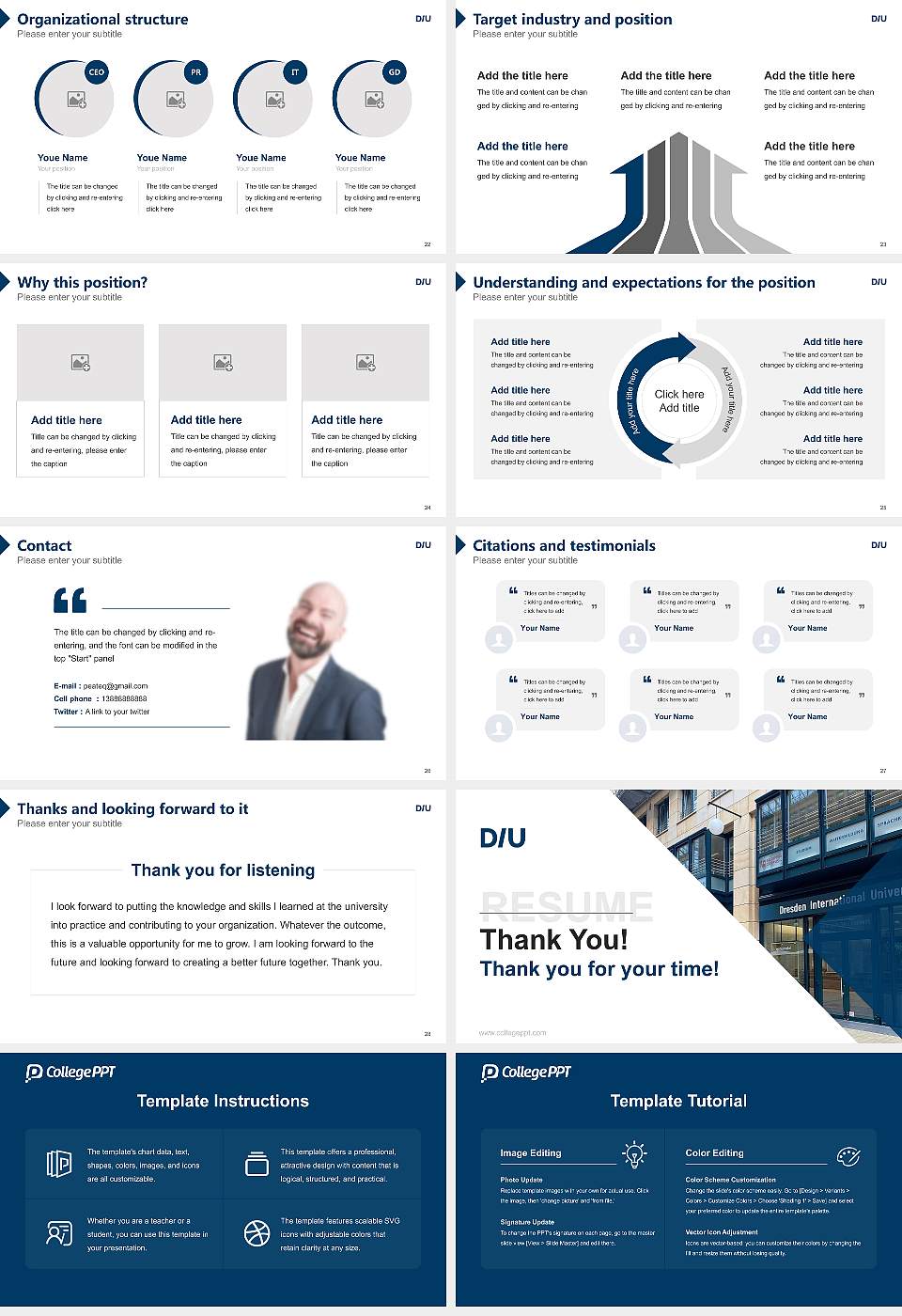 Dresden International University Resume PPT Template16:9 ratio PPT effect preview image4