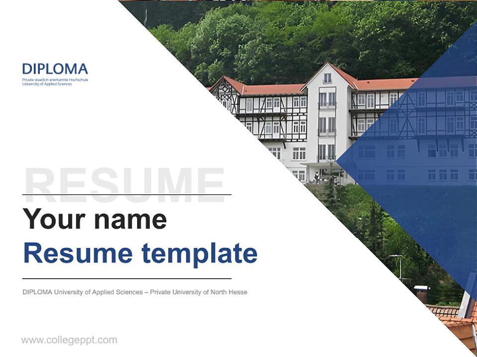 DIPLOMA University of Applied Sciences – Private University of North Hesse Resume PPT Template4:3 ratio PPT effect preview image5