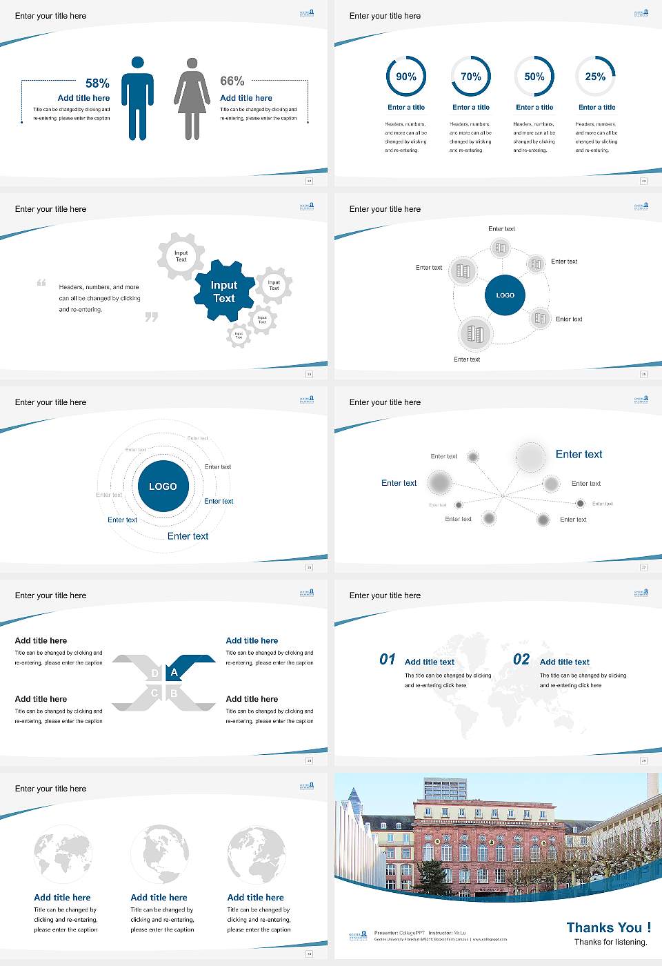 Goethe University Frankfurt – Bockenheim campus Course/Courseware Creation PPT Template16:9 ratio PPT effect preview image4