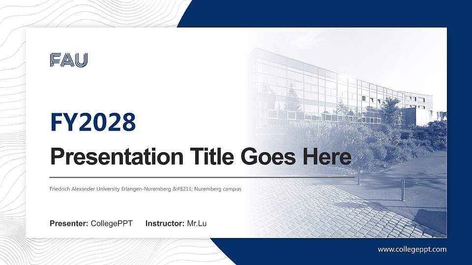 Friedrich Alexander University Erlangen-Nuremberg – Nuremberg campus Academic Presentation/Research Findings Report PPT Template16:9 ratio PPT effect preview image