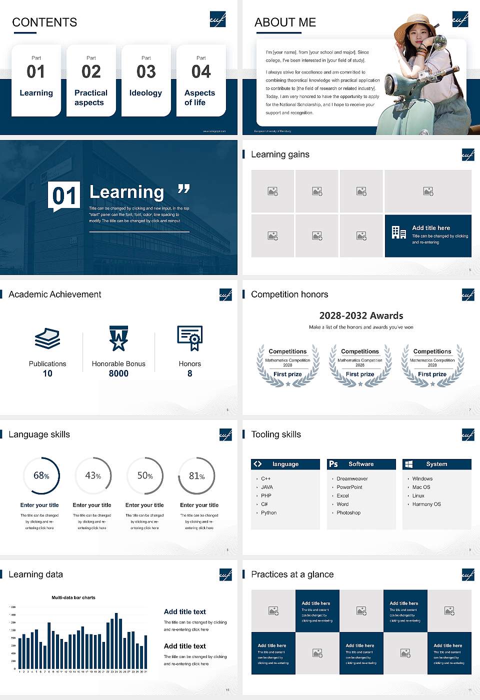 European University of Flensburg National Scholarship Defense PPT Template16:9 ratio PPT effect preview image2