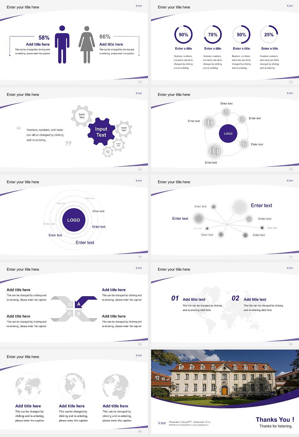ESCP Business School Berlin Course/Courseware Creation PPT Template16:9 ratio PPT effect preview image4