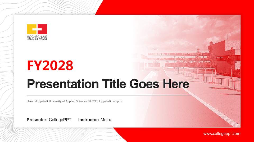 Hamm-Lippstadt University of Applied Sciences – Lippstadt campus Academic Presentation/Research Findings Report PPT Template16:9 ratio PPT effect preview image