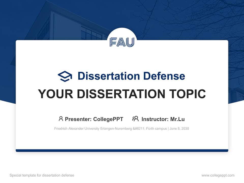 Friedrich Alexander University Erlangen-Nuremberg – Fürth campus Graduation Thesis Defense PPT Template4:3 ratio PPT effect preview image7