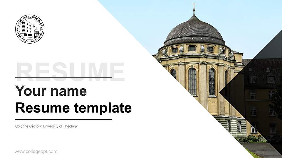 Cologne Catholic University of Theology Resume PPT Template16:9 ratio PPT effect preview image