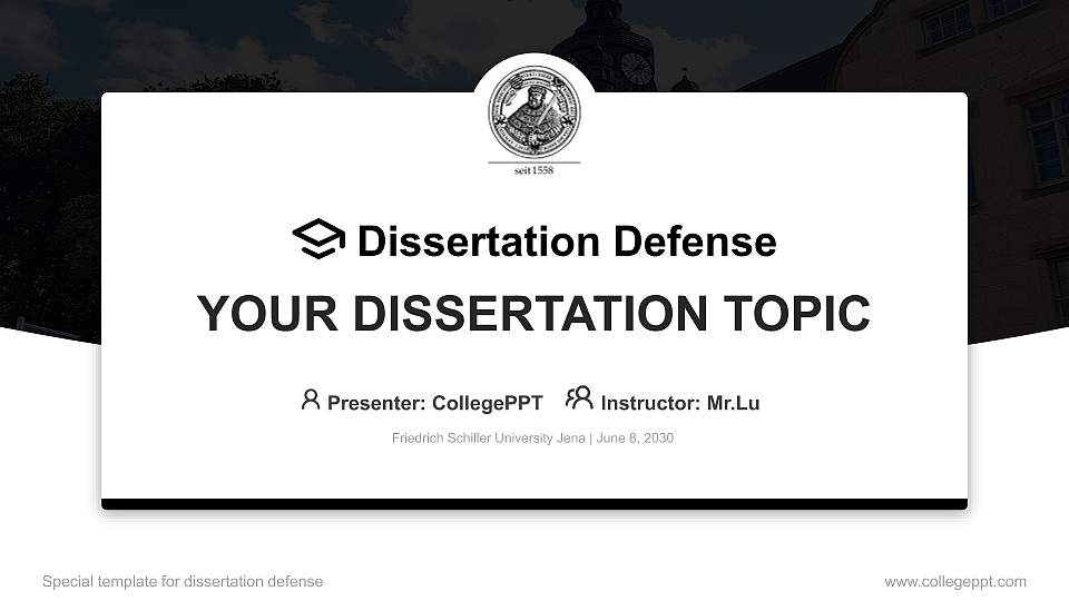 Friedrich Schiller University Jena Graduation Thesis Defense PPT Template16:9 ratio PPT effect preview image