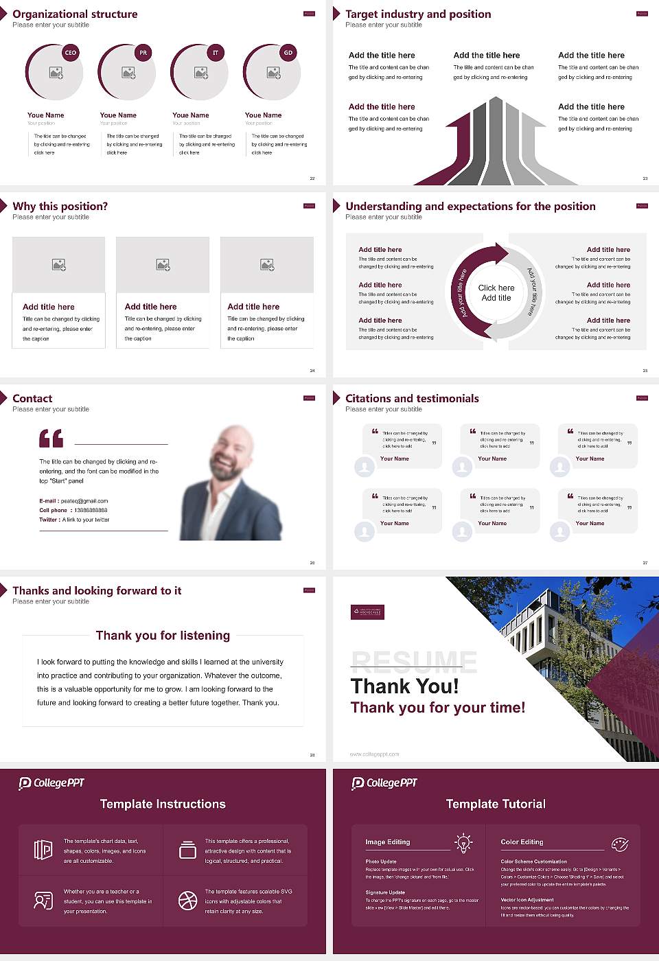 Charlotte Fresenius University Resume PPT Template16:9 ratio PPT effect preview image4