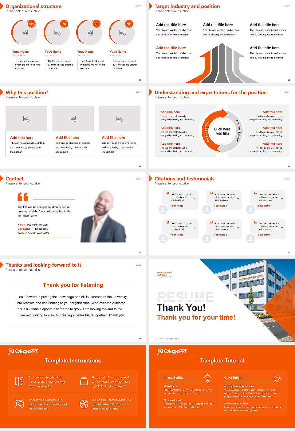 Dortmund University of Applied Sciences and Arts Resume PPT Template16:9 ratio PPT effect preview image4
