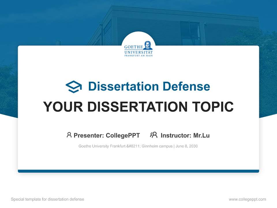 Goethe University Frankfurt – Ginnheim campus Graduation Thesis Defense PPT Template4:3 ratio PPT effect preview image7