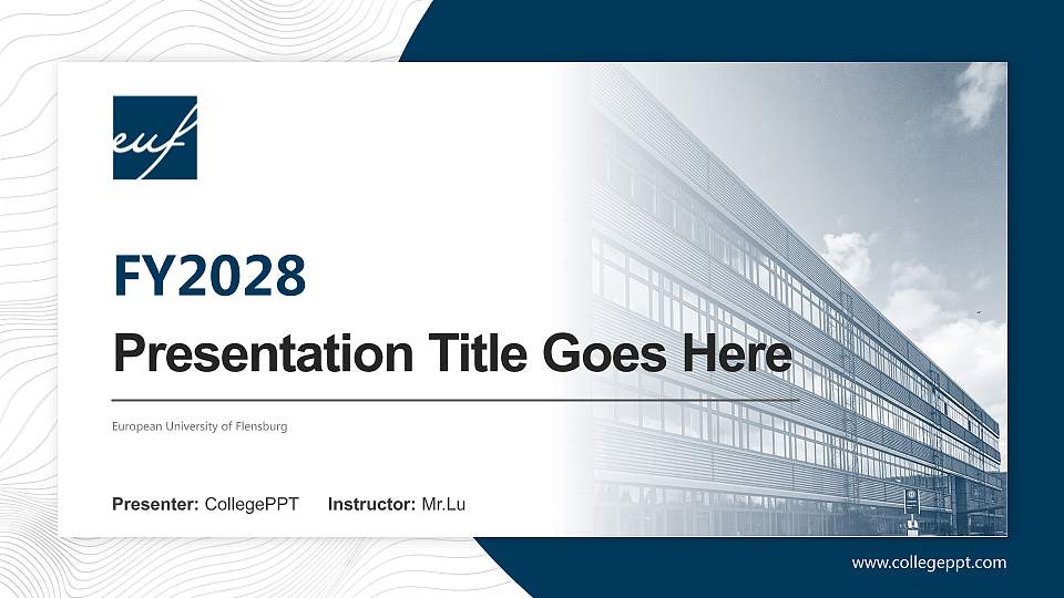 European University of Flensburg Academic Presentation/Research Findings Report PPT Template16:9 ratio PPT effect preview image