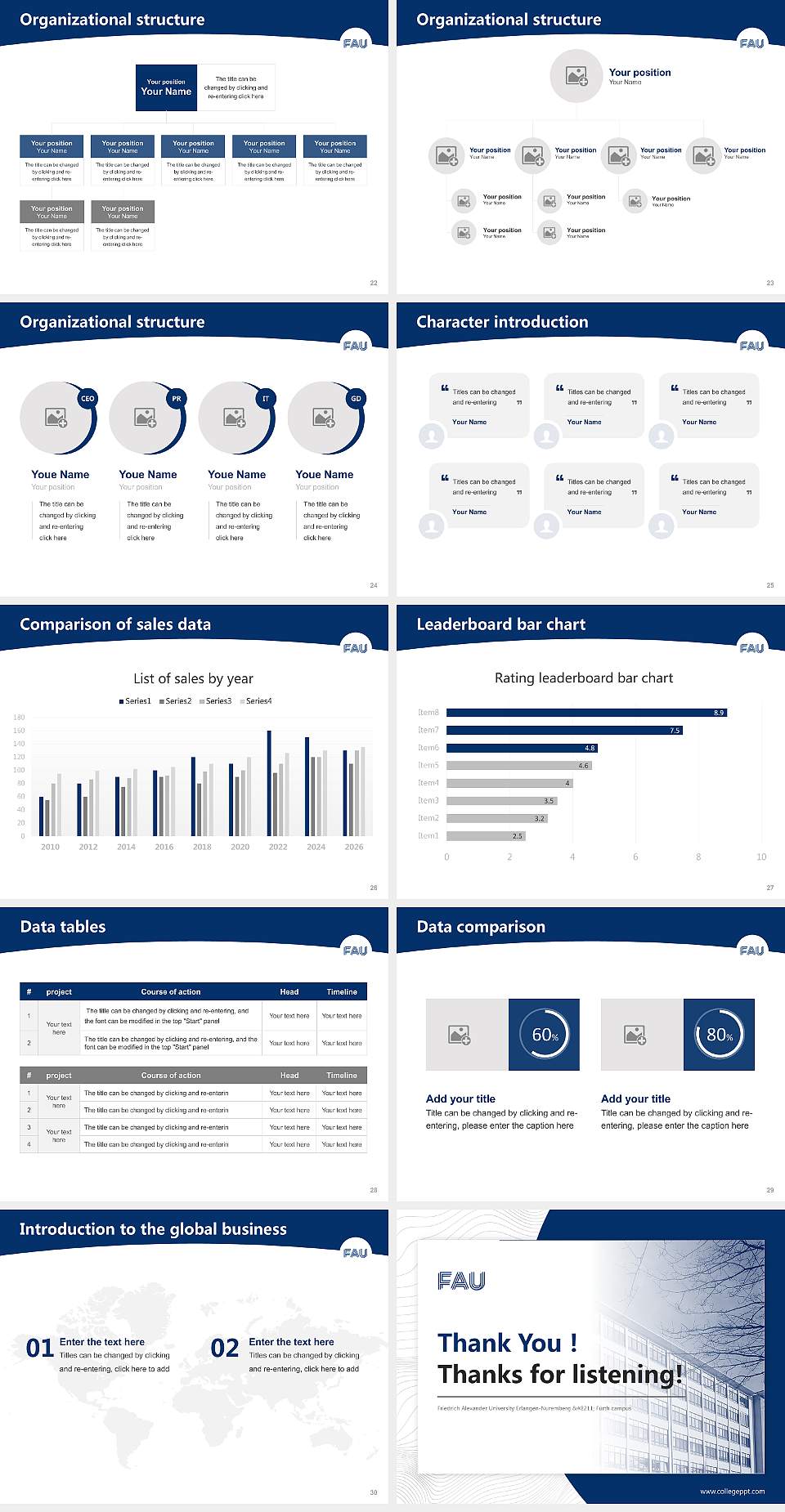 Friedrich Alexander University Erlangen-Nuremberg – Fürth campus Academic Presentation/Research Findings Report PPT Template4:3 ratio PPT effect preview image4