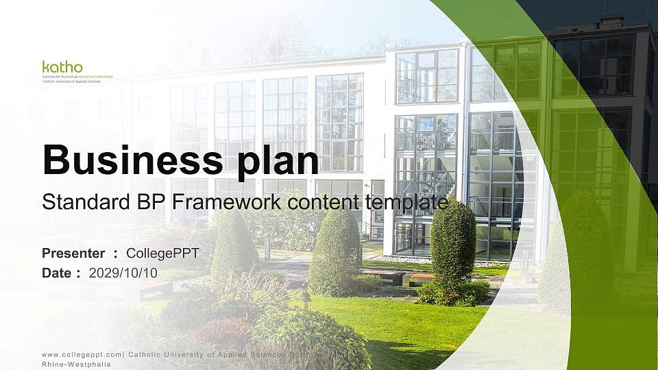 Catholic University of Applied Sciences North Rhine-Westphalia Competition/Entrepreneurship Contest PPT Template16:9 ratio PPT effect preview image