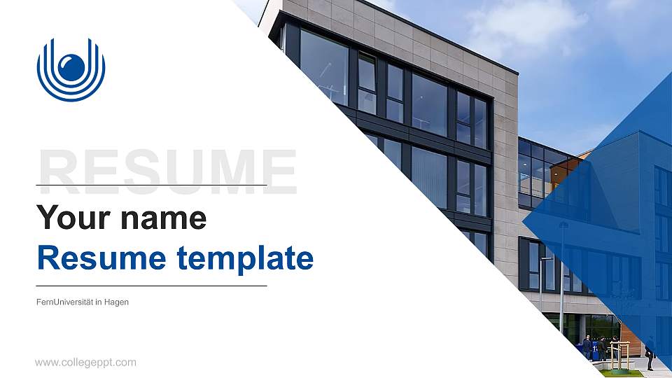 FernUniversität in Hagen Resume PPT Template16:9 ratio PPT effect preview image