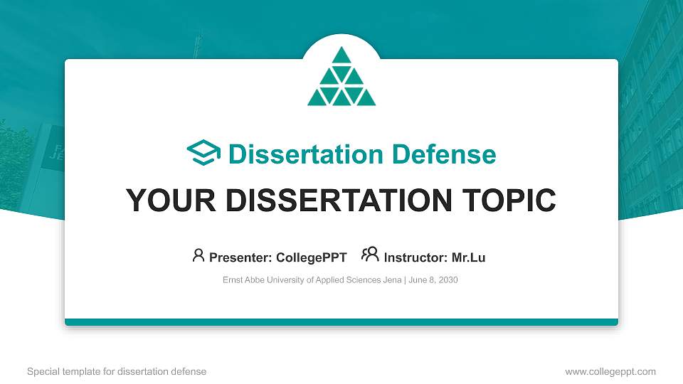 Ernst Abbe University of Applied Sciences Jena Graduation Thesis Defense PPT Template16:9 ratio PPT effect preview image