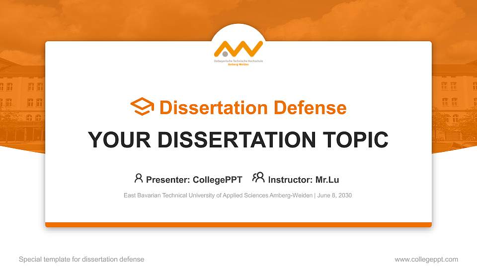 East Bavarian Technical University of Applied Sciences Amberg-Weiden Graduation Thesis Defense PPT Template16:9 ratio PPT effect preview image