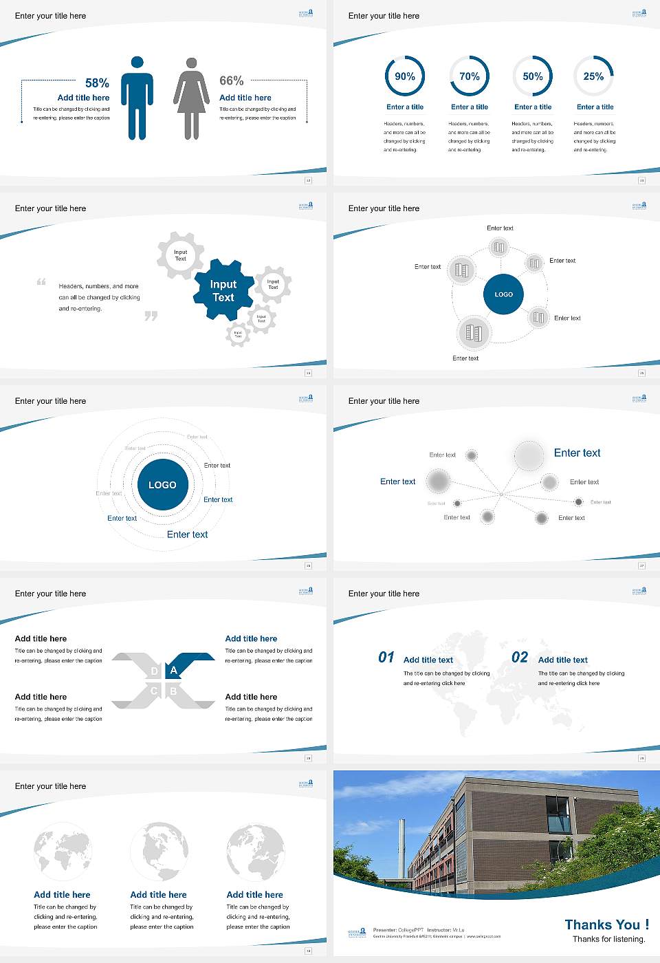 Goethe University Frankfurt – Ginnheim campus Course/Courseware Creation PPT Template16:9 ratio PPT effect preview image4