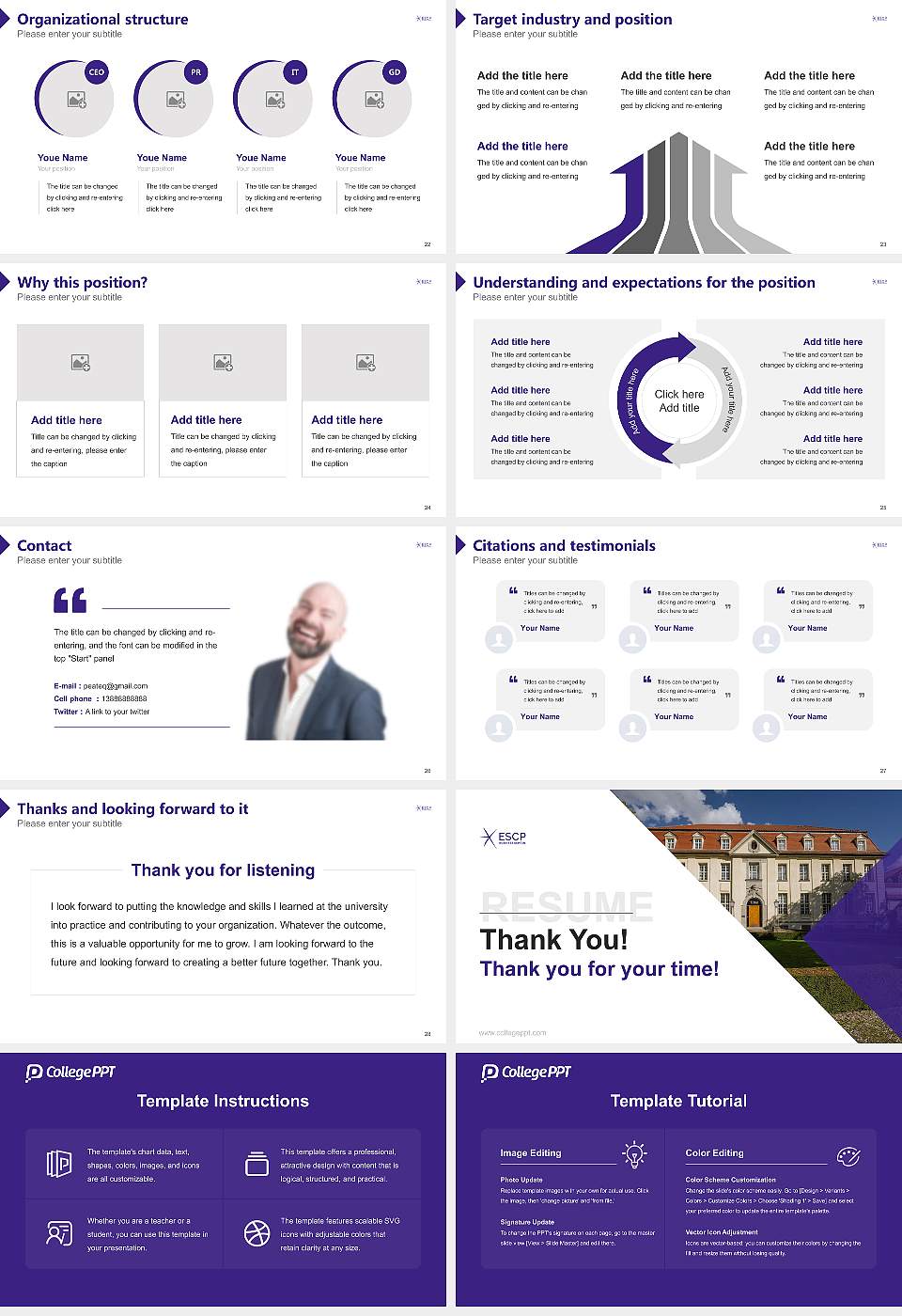 ESCP Business School Berlin Resume PPT Template16:9 ratio PPT effect preview image4