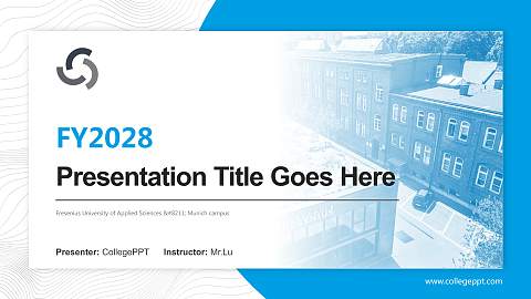 Fresenius University of Applied Sciences – Munich campus Academic Presentation/Research Findings Report PPT Template
