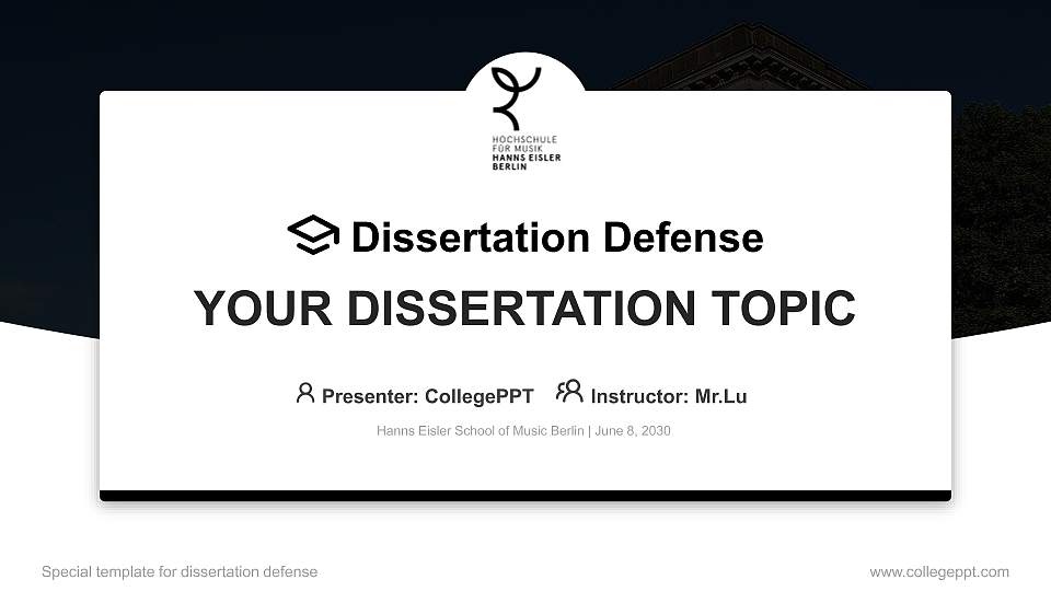 Hanns Eisler School of Music Berlin Graduation Thesis Defense PPT Template16:9 ratio PPT effect preview image