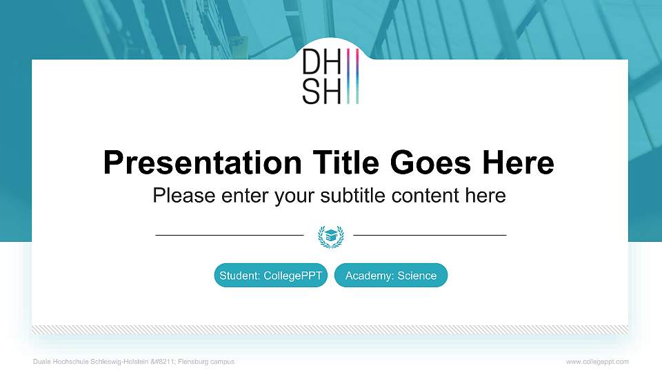 Duale Hochschule Schleswig-Holstein – Flensburg campus National Scholarship Defense PPT Template16:9 ratio PPT effect preview image