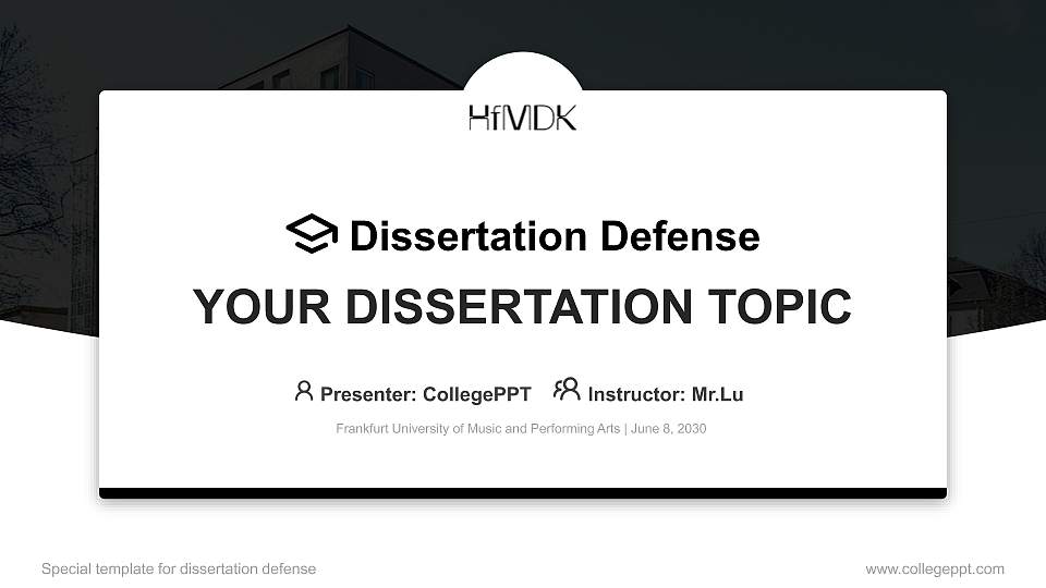 Frankfurt University of Music and Performing Arts Graduation Thesis Defense PPT Template16:9 ratio PPT effect preview image