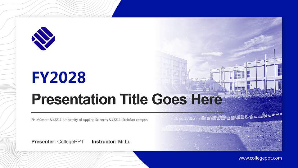 FH Münster – University of Applied Sciences – Steinfurt campus Academic Presentation/Research Findings Report PPT Template16:9 ratio PPT effect preview image